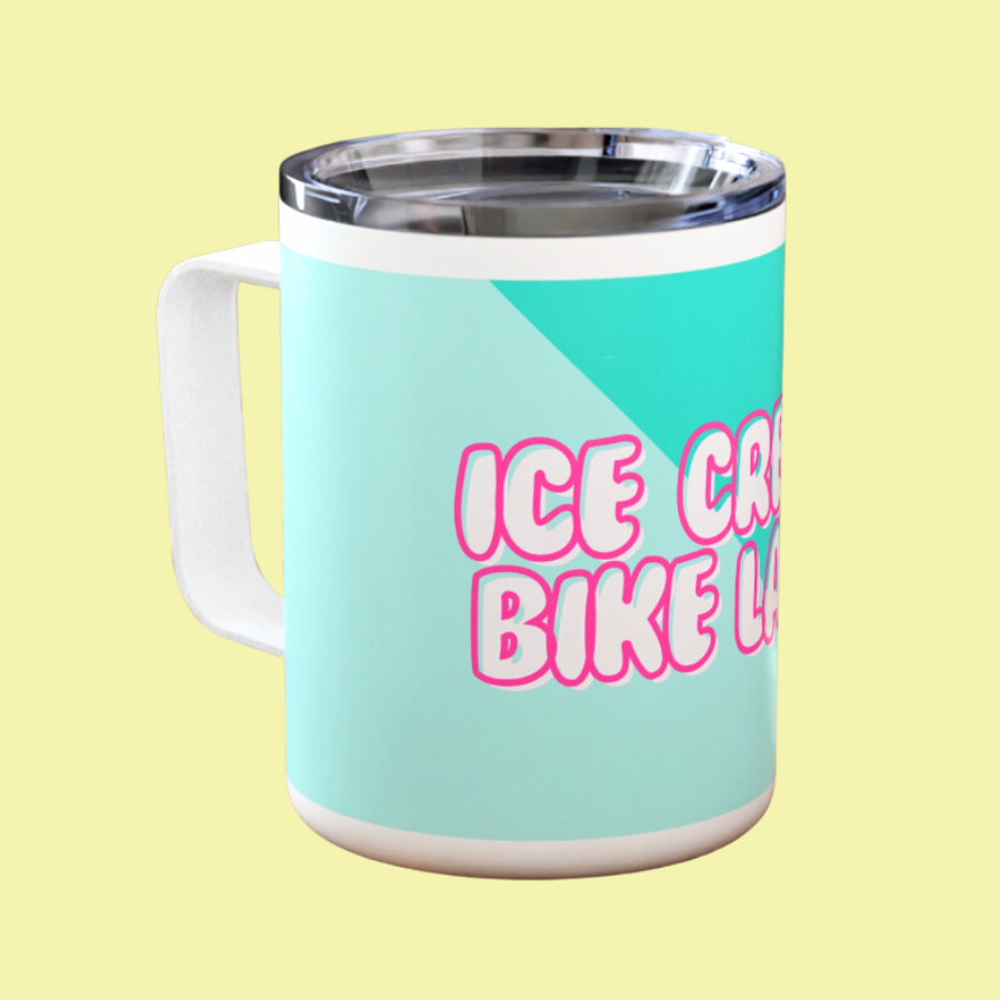 Ice Cream Bike Lady Insulated Coffee Mug, 10oz